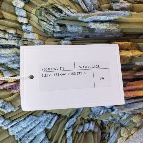 CO. Hand Painted Watercolor French Velvet Pleated Midi‎ Dress - Picture 10 of 10